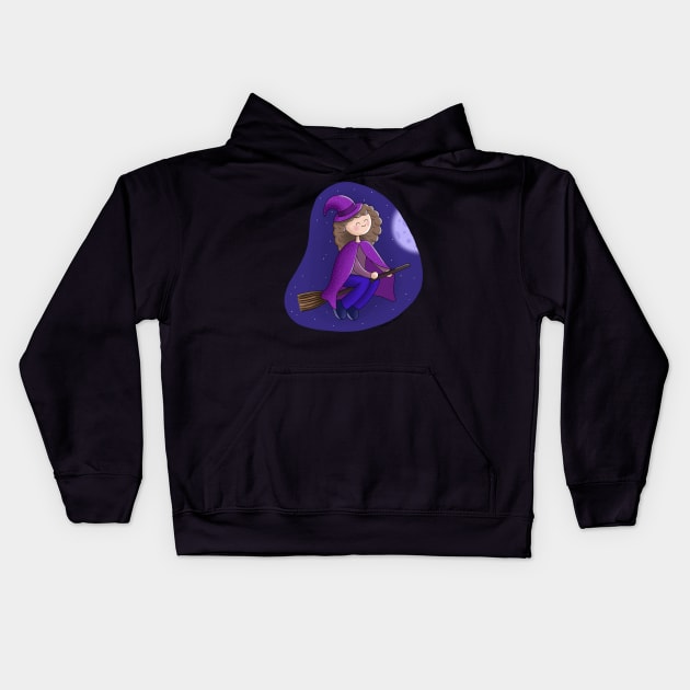 Purple Witch Kids Hoodie by sombrasblancas